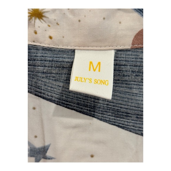 July Song Pajamas Womens Medium Ivory Multi Hummingbirds Bees Stars Super Soft - Picture 3 of 10